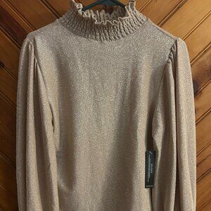 Venus Gold Glitter Turtleneck Top in medium